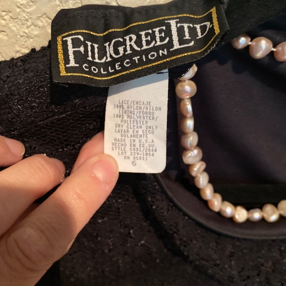 Modest Knee Length Black Lace Dress Scoop Back - Size 6 - Picture 6 of 6